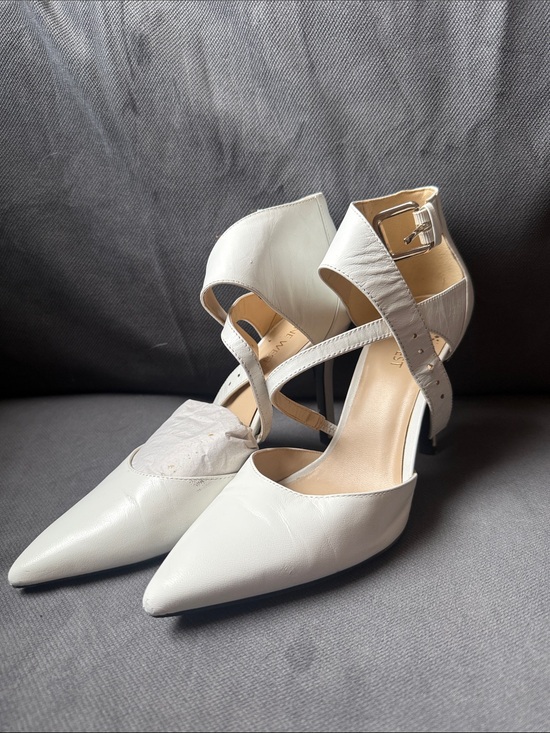 Nine West Shoes - Nine West White Pointed Toe Ankle-Strap Stiletto Heels